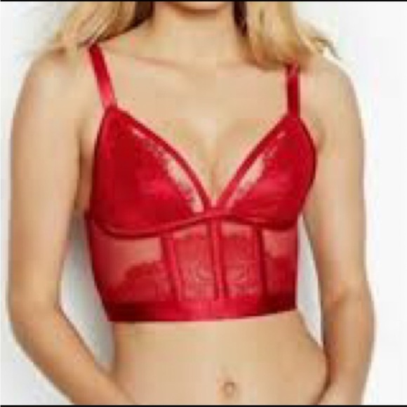 Victoria’s secret Black unlined see through lace mesh lingerie bra bustier top - Picture 6 of 7